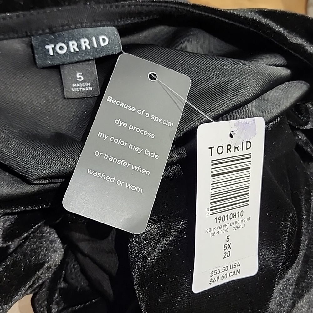 Torrid - Stretch Velvet V-Neck Long Sleeve Bodysuit in Deep Black​​​​​​​​ - Picture 10 of 15